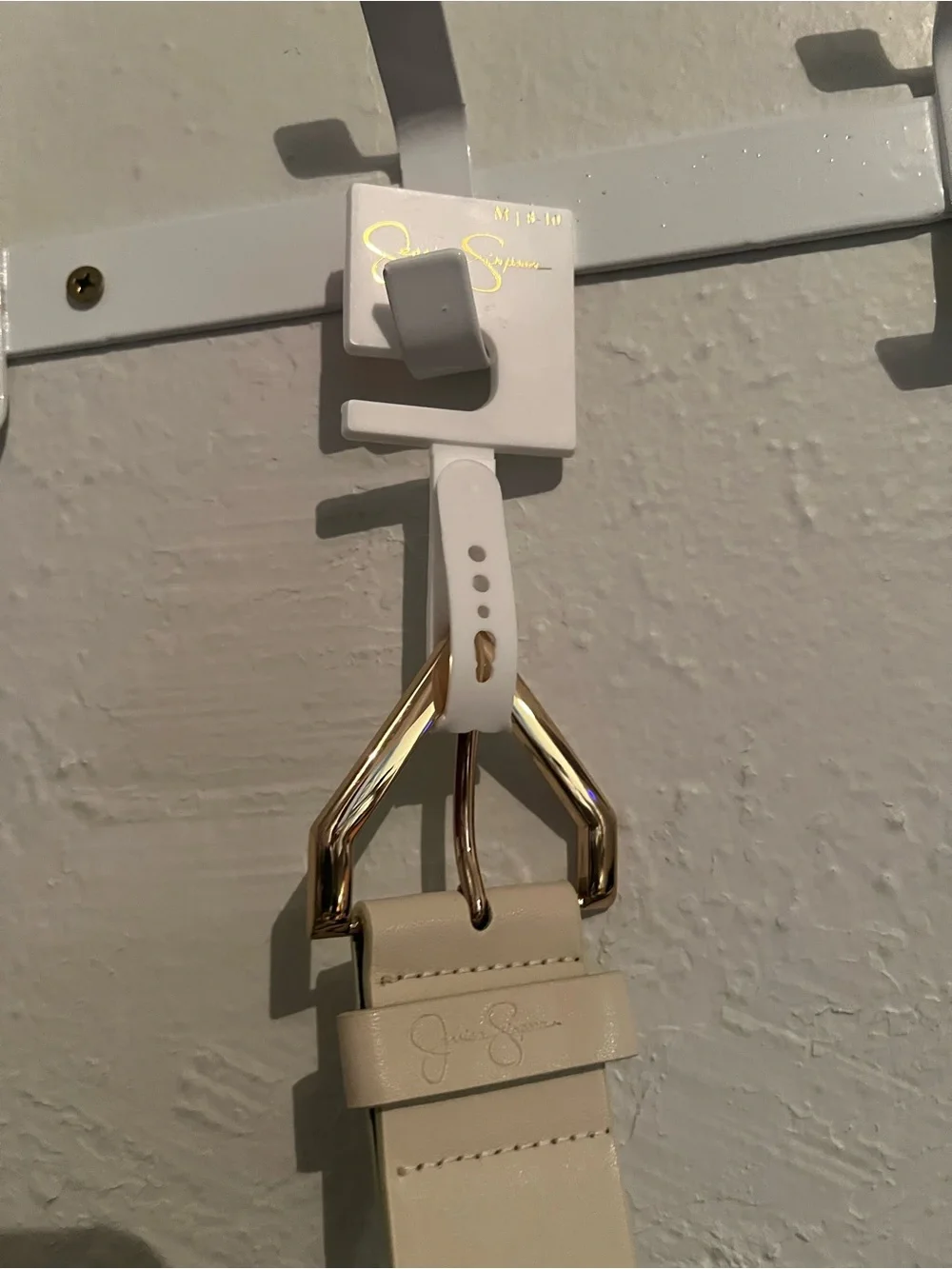 Jessica Simpson Cream Leather Belt with Silver Buckle